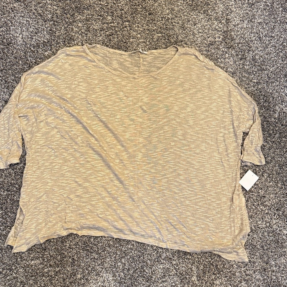 Elegant Beige Women's Short Sleeve Top